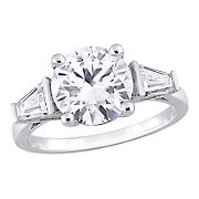 2.6 ct. t.g.w. Created Moissanite Three Stone Ring in Sterling Silver