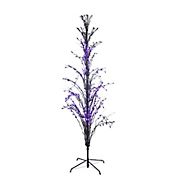 Northlight 4' Pre-Lit Black Cascade Outdoor Halloween Twig Tree - Purple Lights
