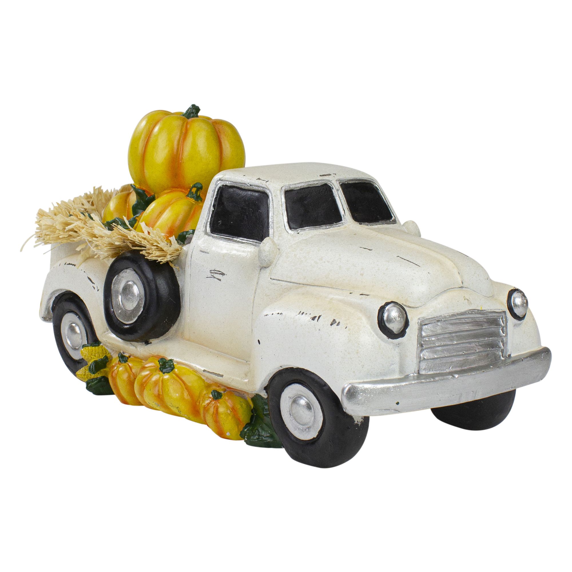 Northlight 11.25&quot; Truck Full of Pumpkins and Hay Thanksgiving Table Top Figure