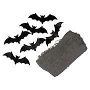 Northlight 9.75' Gray Gauze and Bats Halloween Decoration Kit
