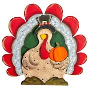 Northlight 9.75&quot; Wooden Turkey with Pumpkin Thanksgiving Decoration