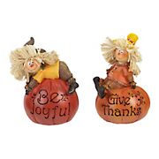 Northlight Scarecrow on a Pumpkin Thanksgiving Table Figures, 2 ct.