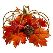 Northlight 12&quot; Autumn Harvest Maple Leaf and Berry Pumpkin Tabletop Centerpiece