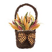 Northlight 22&quot; Autumn Harvest Hanging Basket with Artificial Fall Foliage