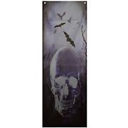 Northlight 70.75&quot; Spooky Blue Skull Graveyard Door Decoration