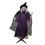 Northlight 66&quot; Animated Standing Witch and Broomstick Figure Decoration