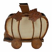 Northlight 10.5&quot; Fall Harvest Wooden Pumpkin Cart Table Top Decoration