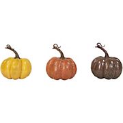 Northlight 4&quot; Orange, Yellow and Brown Crackle Finish Fall Harvest Pumpkins, 3 pc.