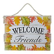 Northlight 16&quot; Autumn Leaves Welcome Friends Wooden Hanging Wall Sign