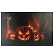 Northlight 23.5&quot; x 15.5&quot; LED Lighted Jack-O-Lanterns in a Cemetery Halloween Canvas Wall Art
