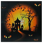 Northlight 19.75&quot; x 19.75&quot; LED Lighted Spooky House Halloween Canvas Wall Art