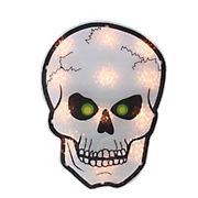 Northlight 12&quot; Lighted Holographic Halloween Skull Window Decoration