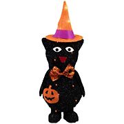 Northlight 24&quot; Lighted Black Cat in Witch's Hat Halloween Yard Decoration