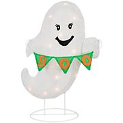 Northlight 25&quot; Lighted LED Ghost with &quot;Boo&quot; Banner Halloween Yard Decoration