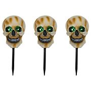 Northlight 15&quot; Skeleton Head Halloween Pathway Markers with Sound, 3 ct.