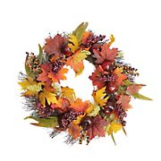 Northlight 22&quot; Apple and Berry Maple Leaf Artificial Twig Wreath