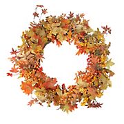 Northlight 32&quot; Fall Foliage with Gold Berries Artificial Autumn Twig Wreath