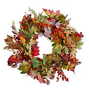 Northlight 20&quot; Leaves and Berries Artificial Fall Harvest Wreath