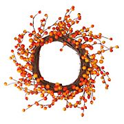 Northlight 14&quot; Orange Berries and Twig Artificial Fall Harvest Wreath
