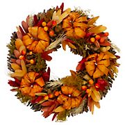 Northlight 13&quot; Orange Pumpkins and Berries Autumn Harvest Wreath