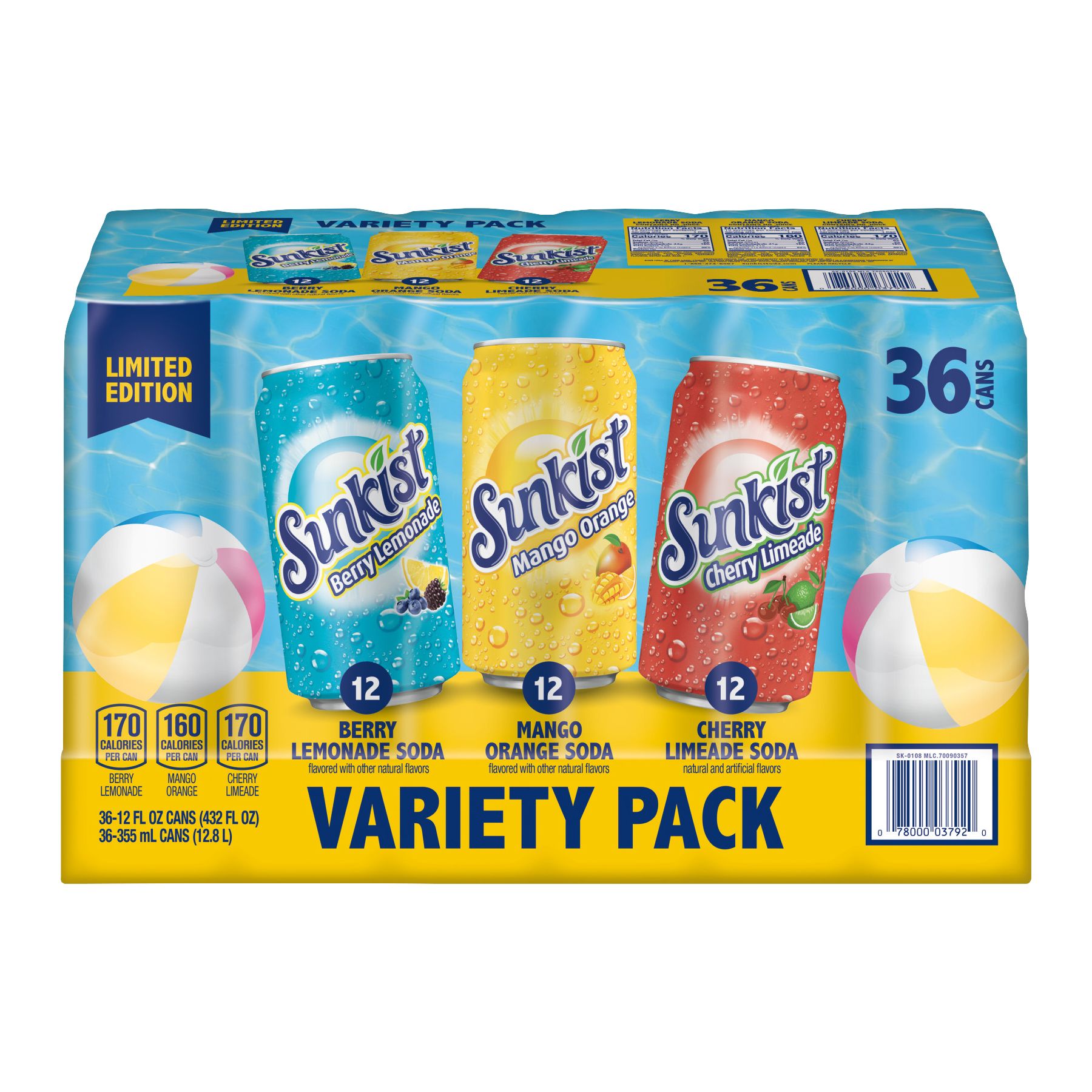 Sunkist Summer Variety Pack Cans, 36 pk./12 fl. oz.