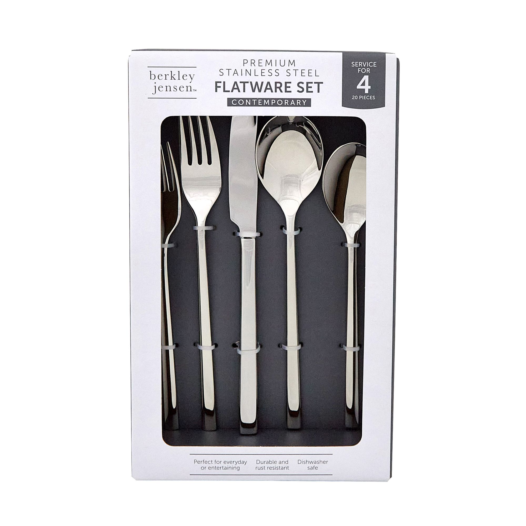 Berkley Jensen Stainless Steel Modern Flatware Set, 20-Pc.