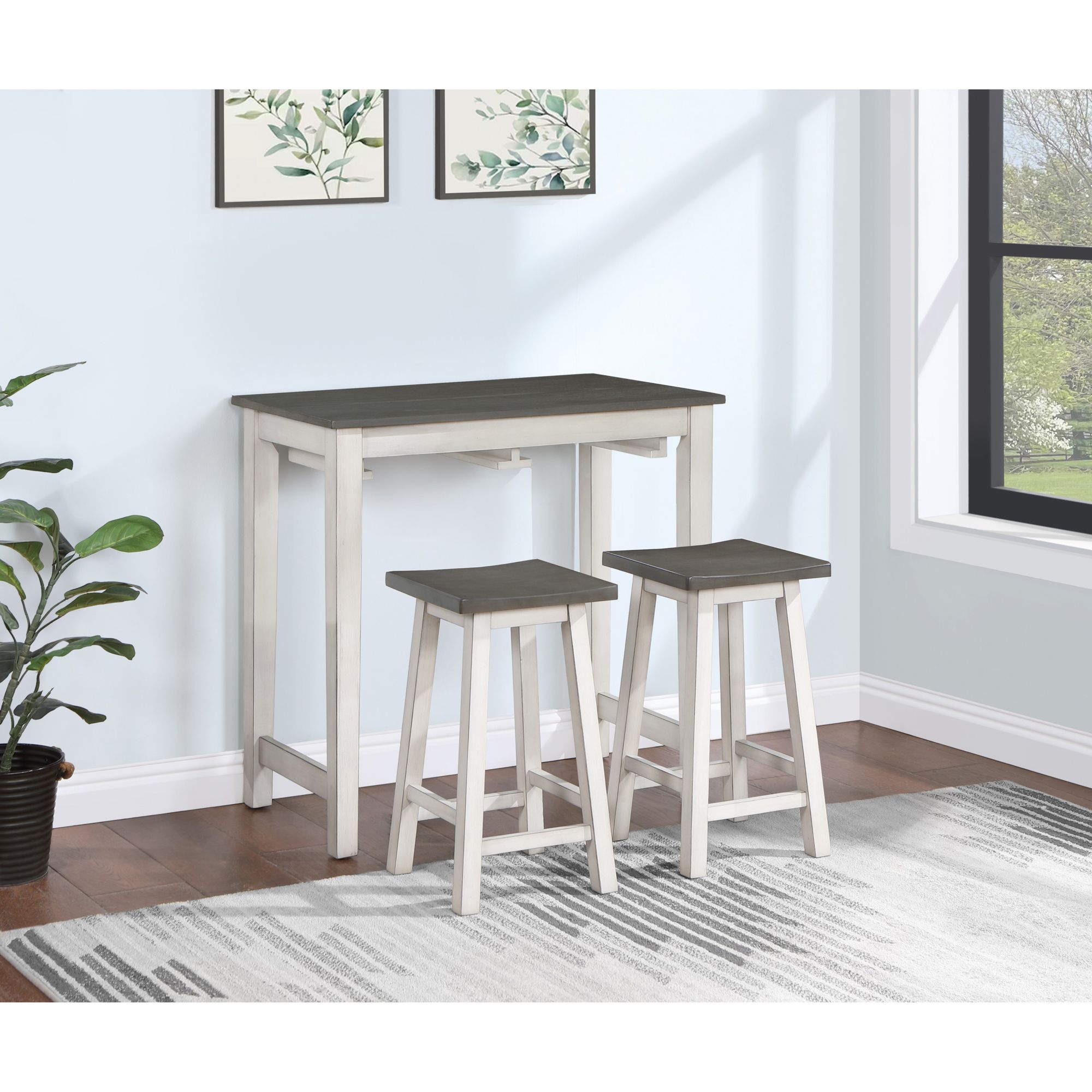 Lily 3-Pc. Kitchen Bar Table Set - White