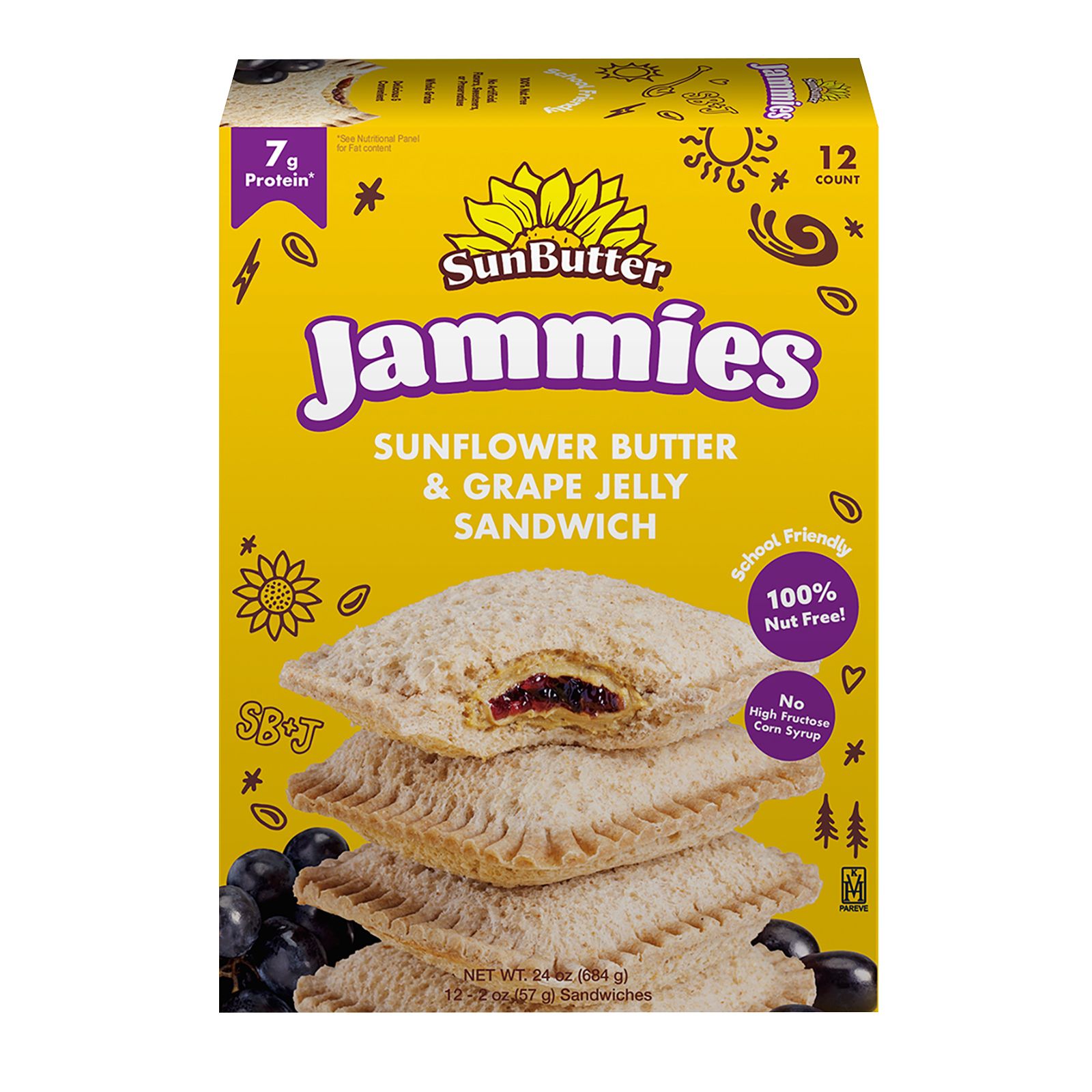 SunButter Jammies Sunflower Butter & Grape Jelly Sandwiches, 12 ct.