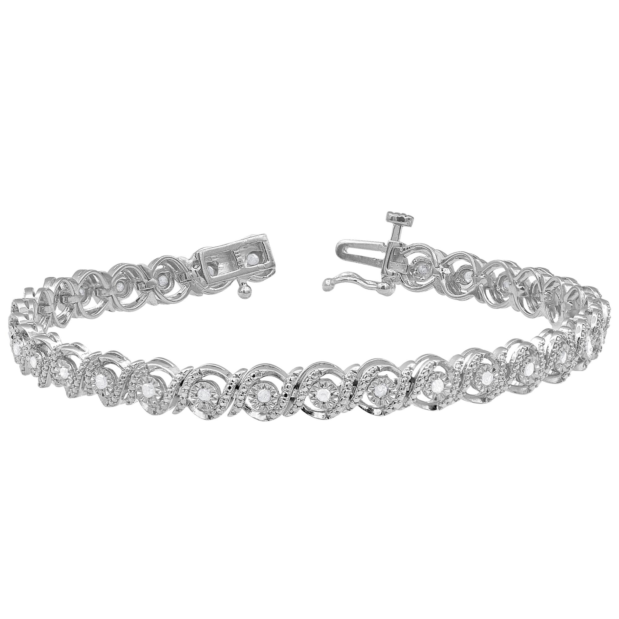 0.50 ct. t.w. Round Cut &quot;S&quot; Link Tennis Bracelet In Sterling Silver
