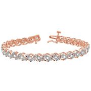0.50 ct. t.w. Round Cut &quot;S&quot; Link Tennis Bracelet In Rose Plated Sterling Silver