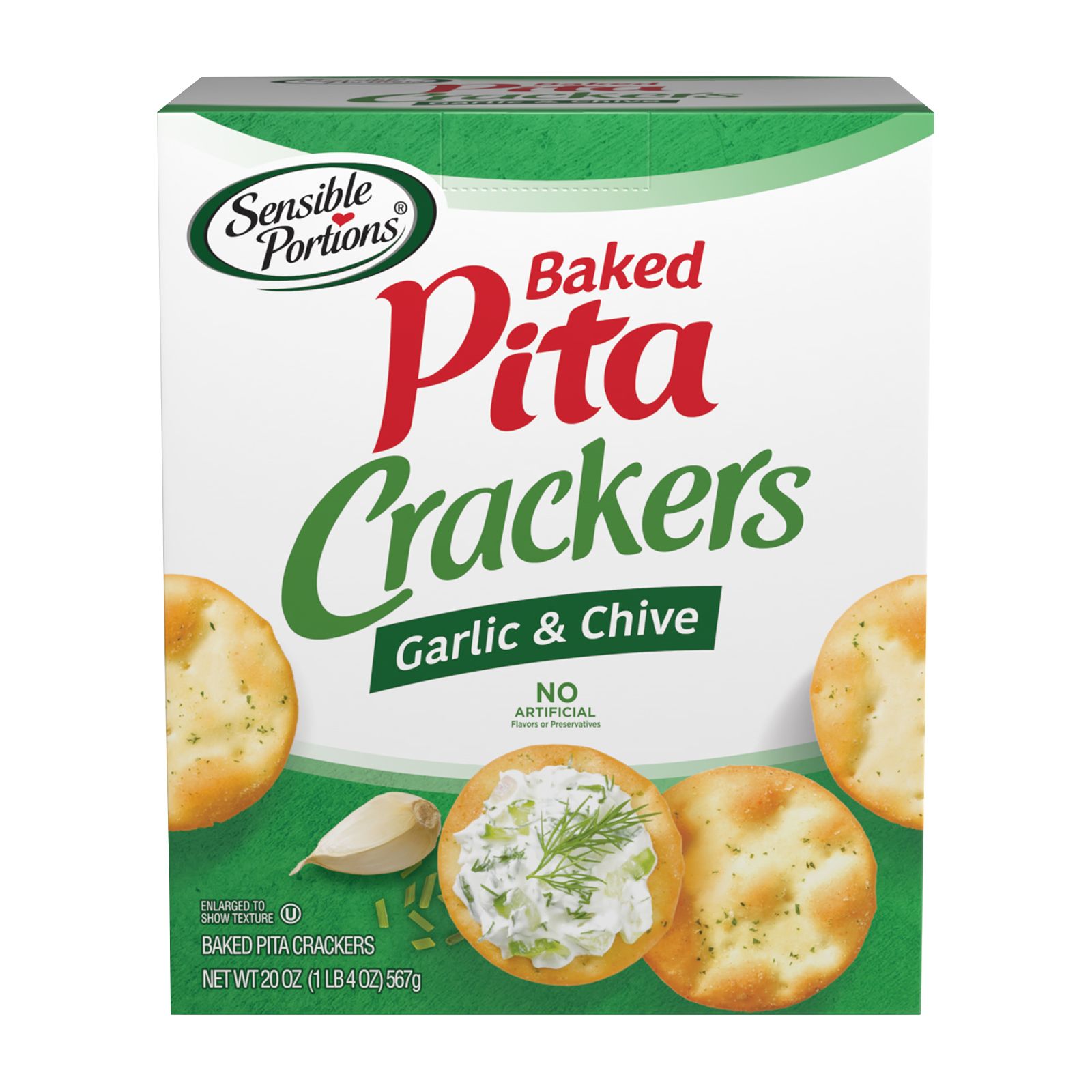 Sensible Portions Garlic & Chive Baked Pita Crackers, 20 oz.