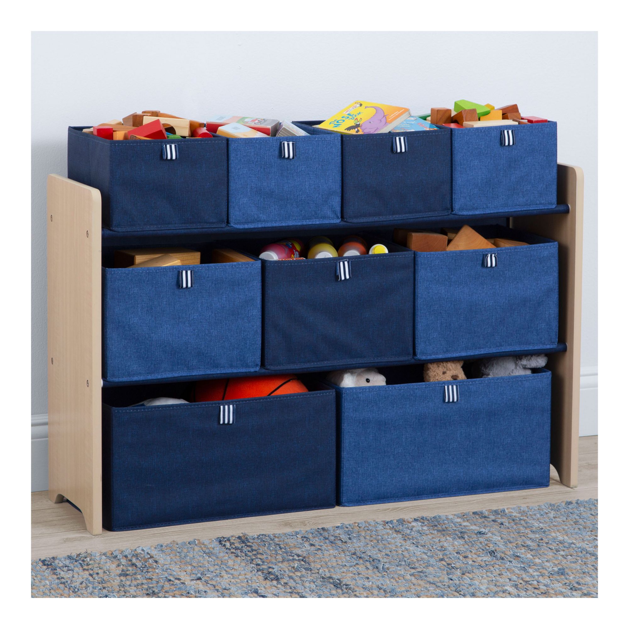 GapKids by Delta Children Deluxe Toy Organizer - Greenguard Gold Certified, Navy/Natural