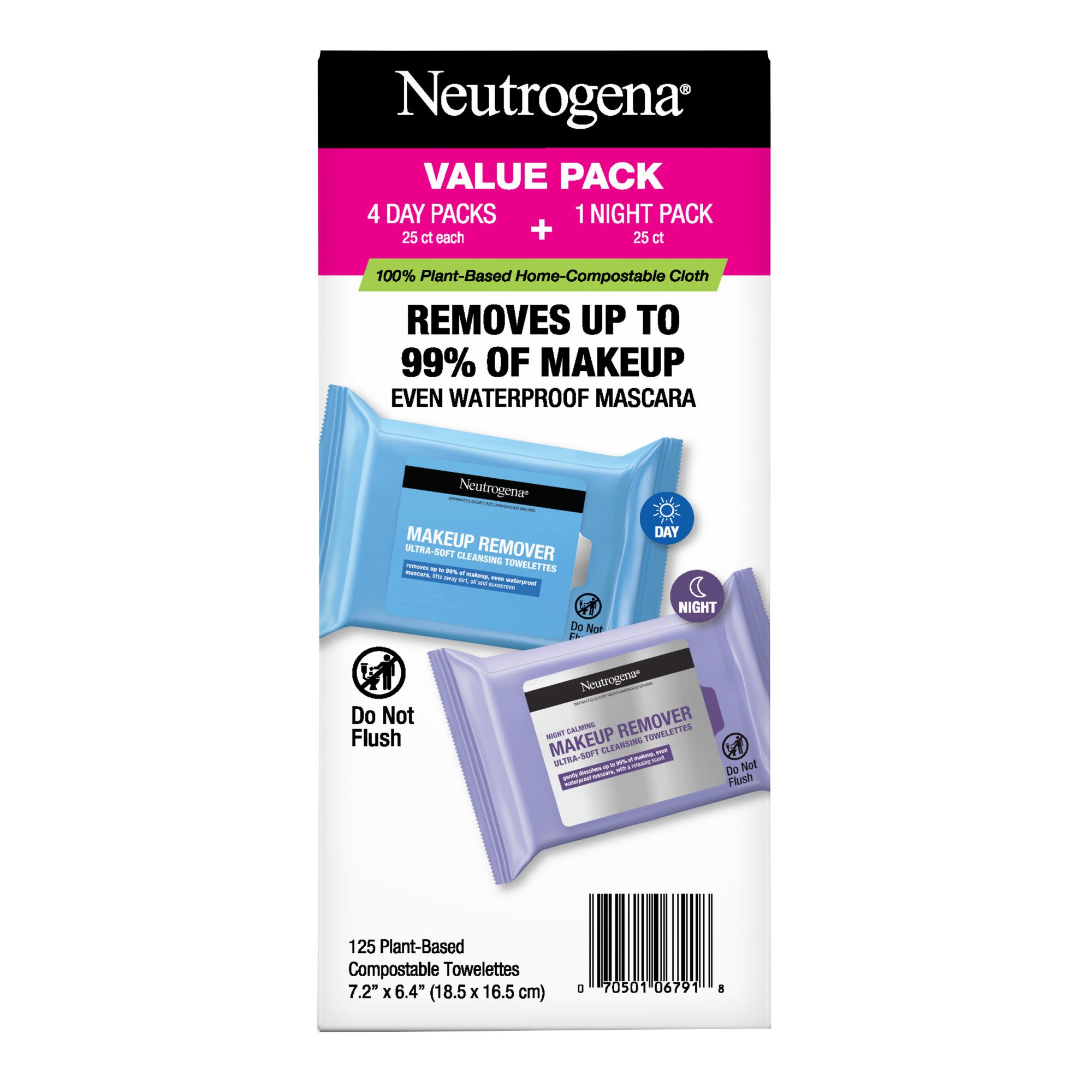 Neutrogena Makeup Remover & Night Calming Cleansing Towelettes, 125 ct.