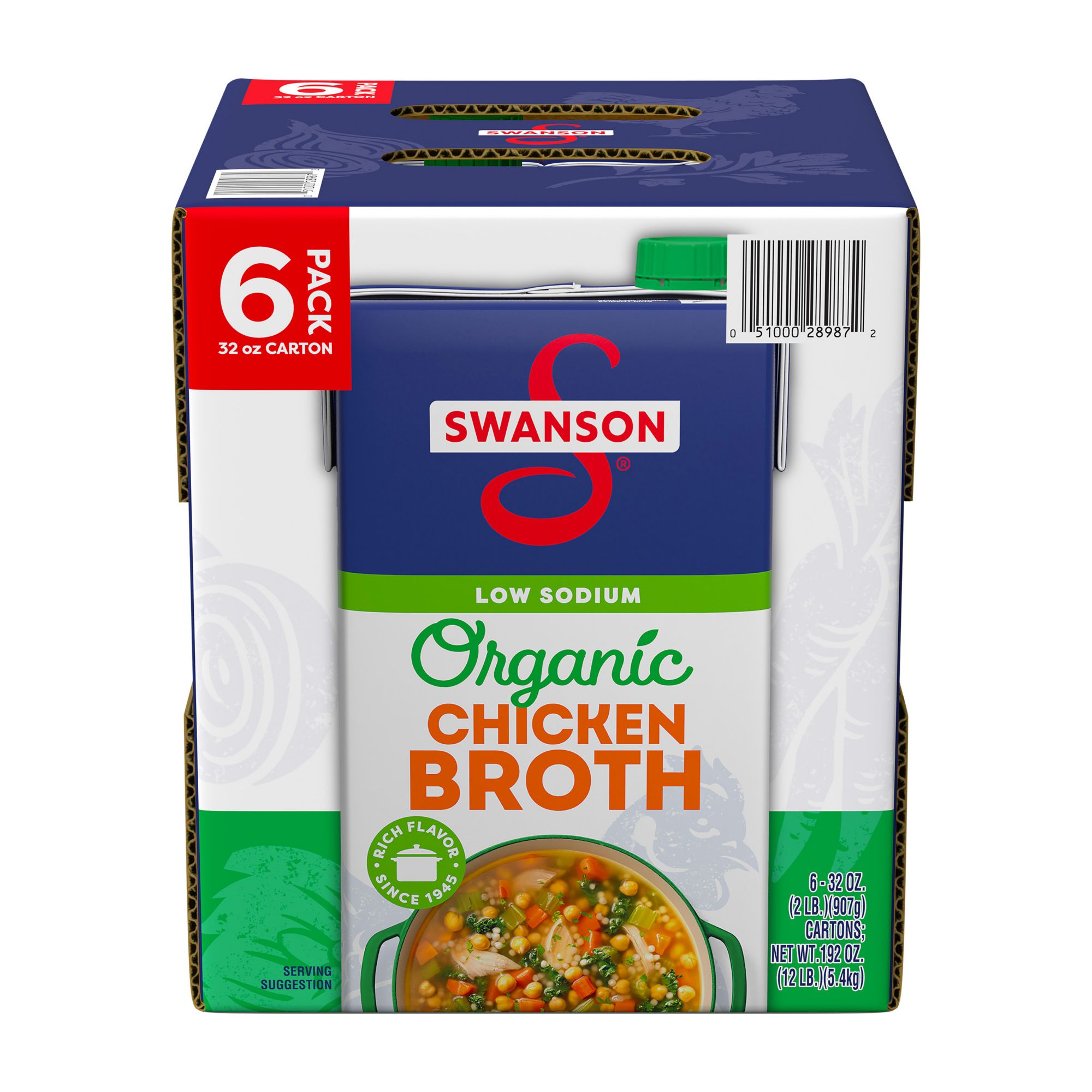 Swanson Organic 100% Natural Low-Sodium Chicken Broth, 6 pk./32 oz.