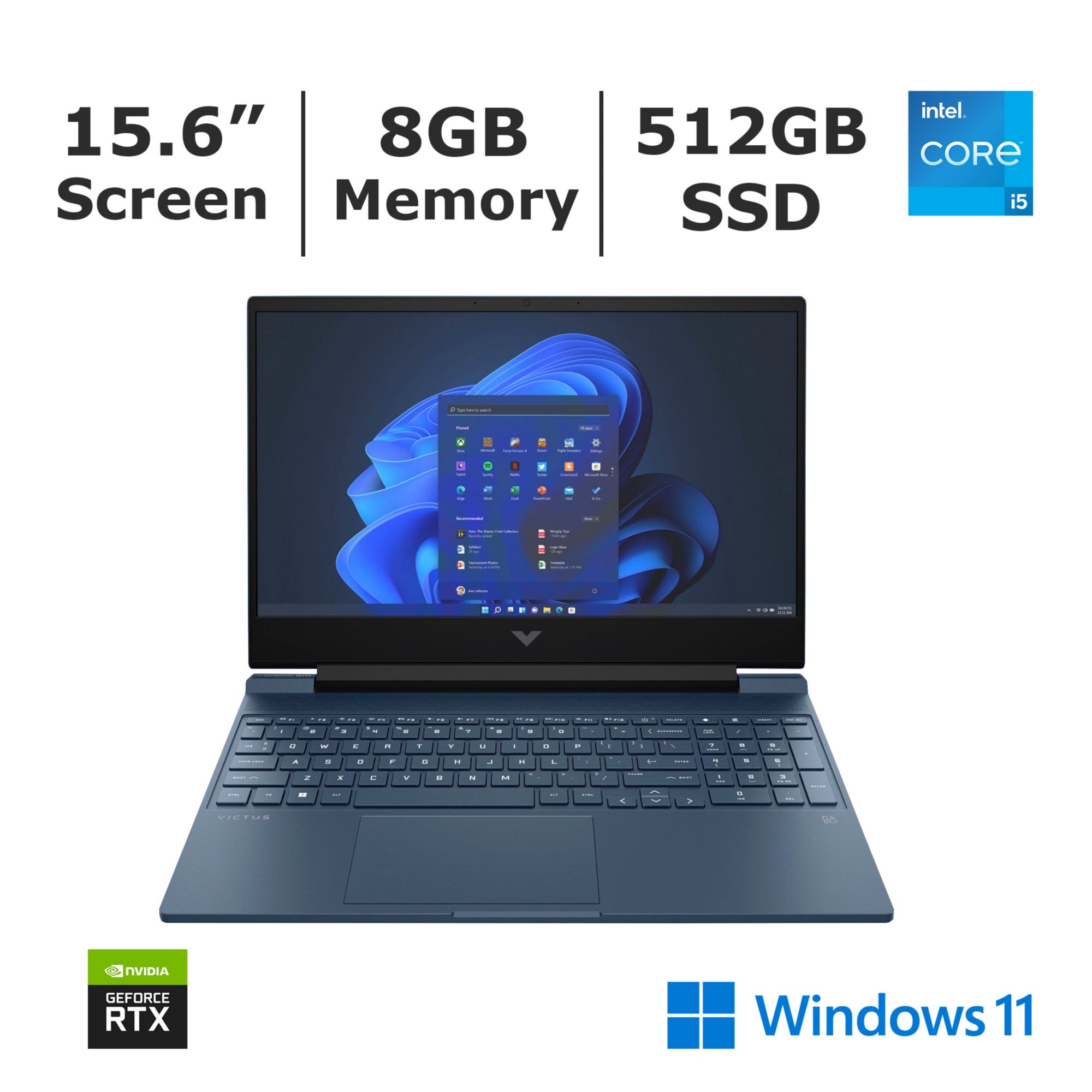 HP Pavilion Gaming Laptop, 15.6, Windows 11 Home, Intel® Core™ i5, 16GB  RAM, NVIDIA® GeForce RTX™ 3050 Ti