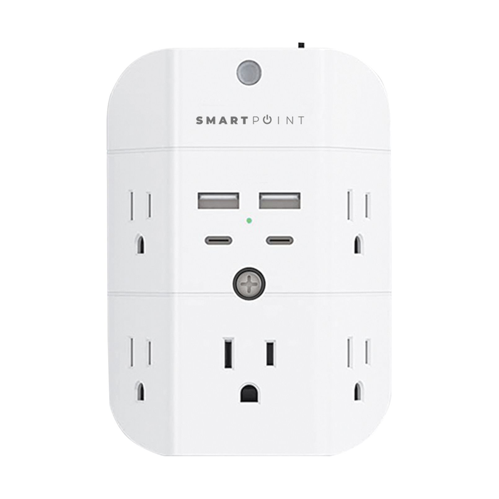 Smartpoint 5-Outlet Power hub with USB Ports and Automatic Night Light