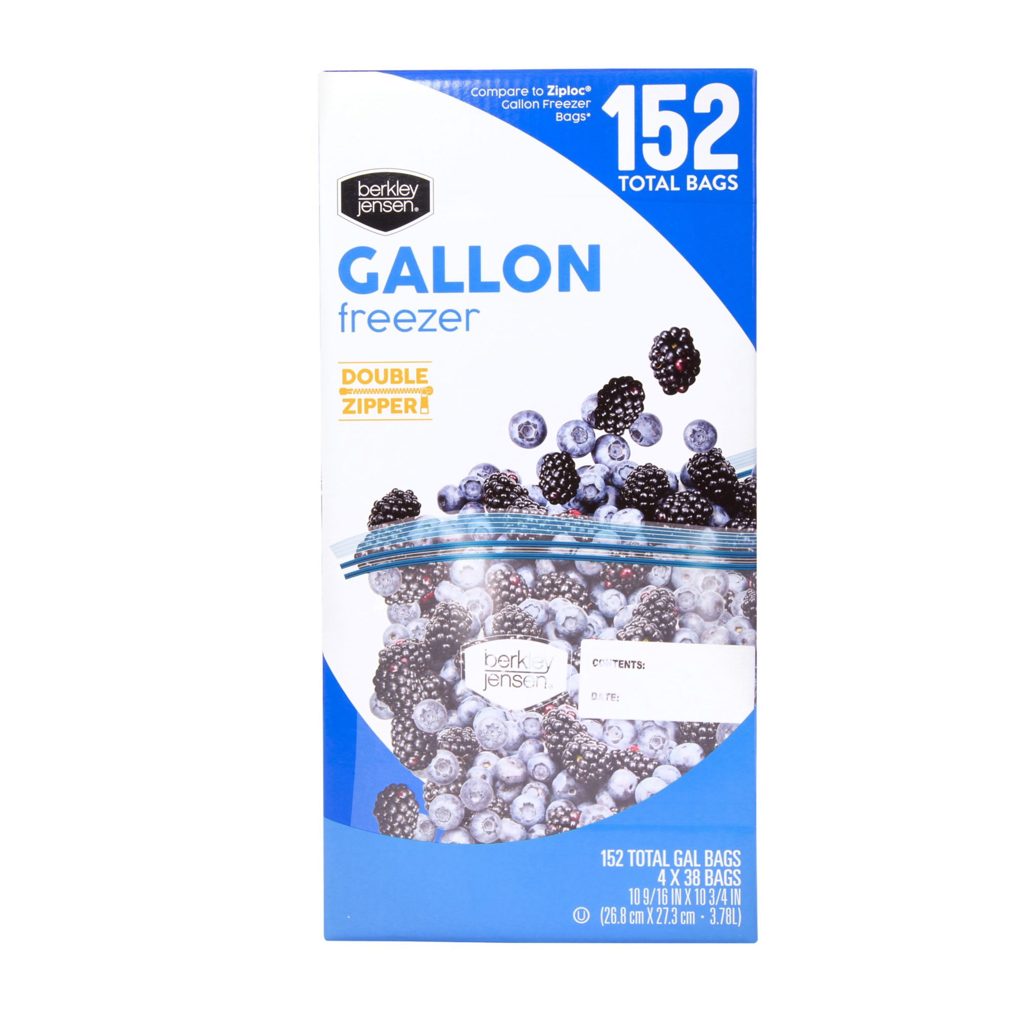 Berkley Jensen Freezer Gallon Double Zip Bags, 152 ct.