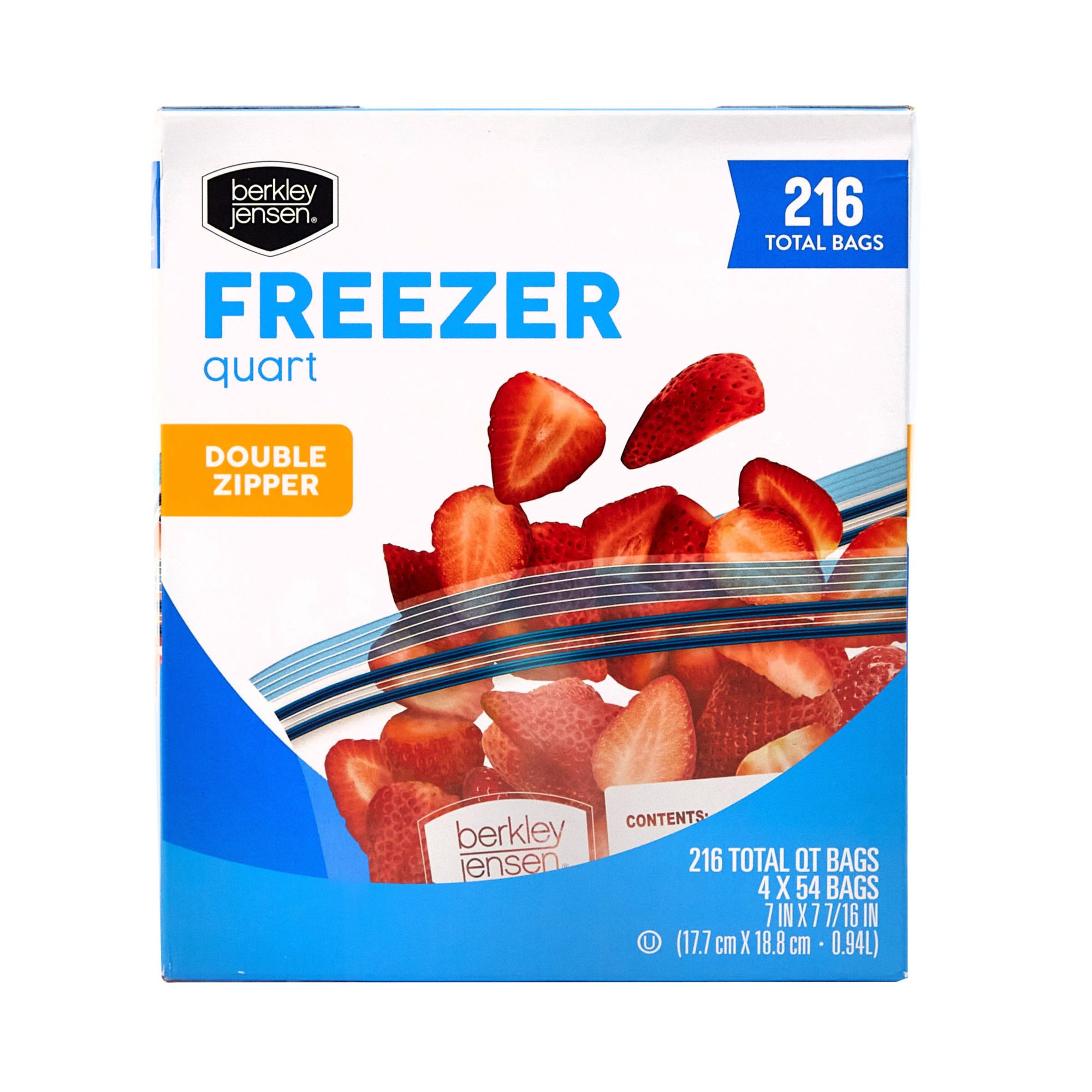 Berkley Jensen Freezer Quart Double Zip Bags, 216 ct.