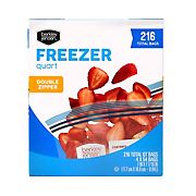 Berkley Jensen Freezer Quart Double Zip Bags, 216 ct.
