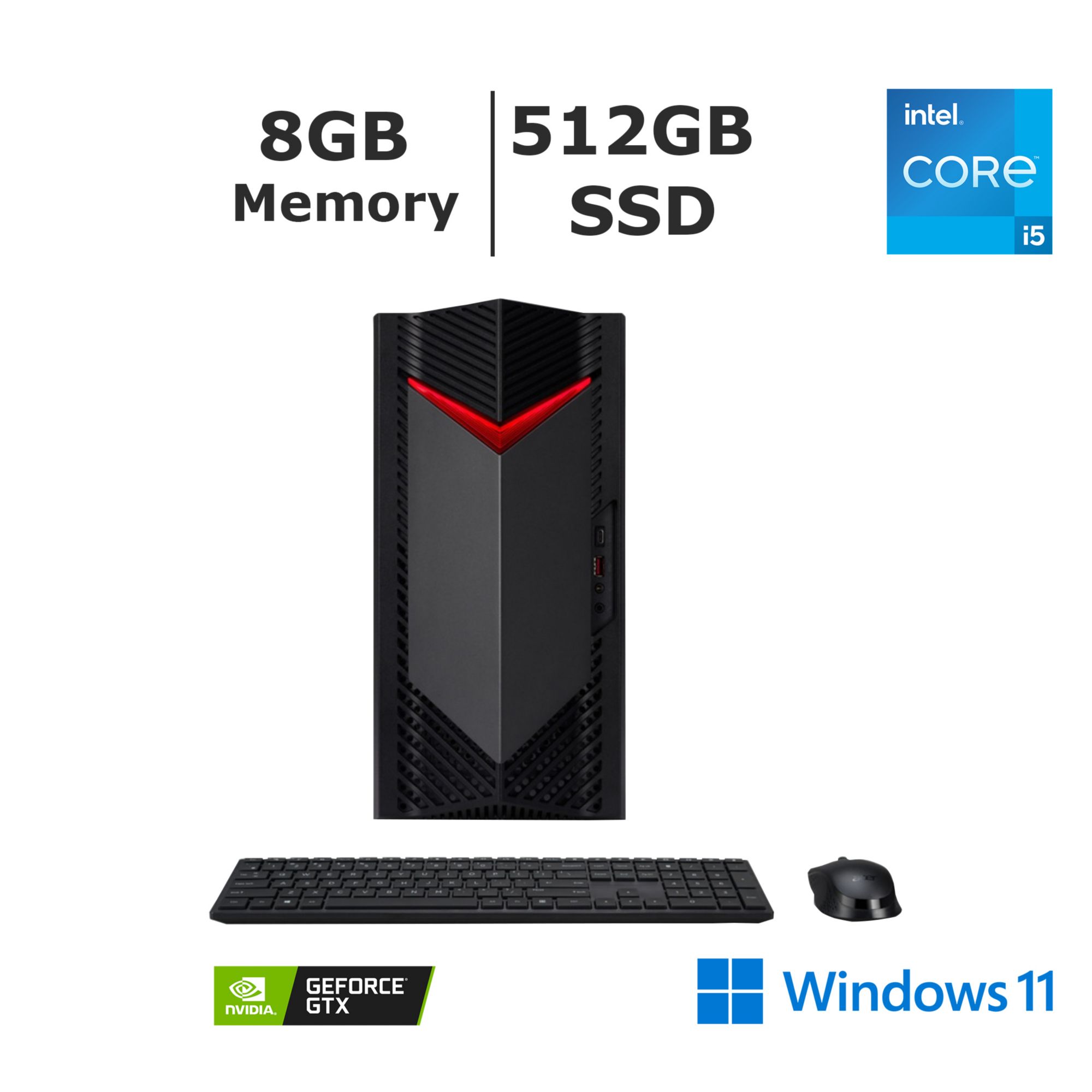 Acer Nitro 50 Desktop, Intel i5-13400F Processor, 8GB Memory, 512GB SSD,  GTX 1650 Graphics