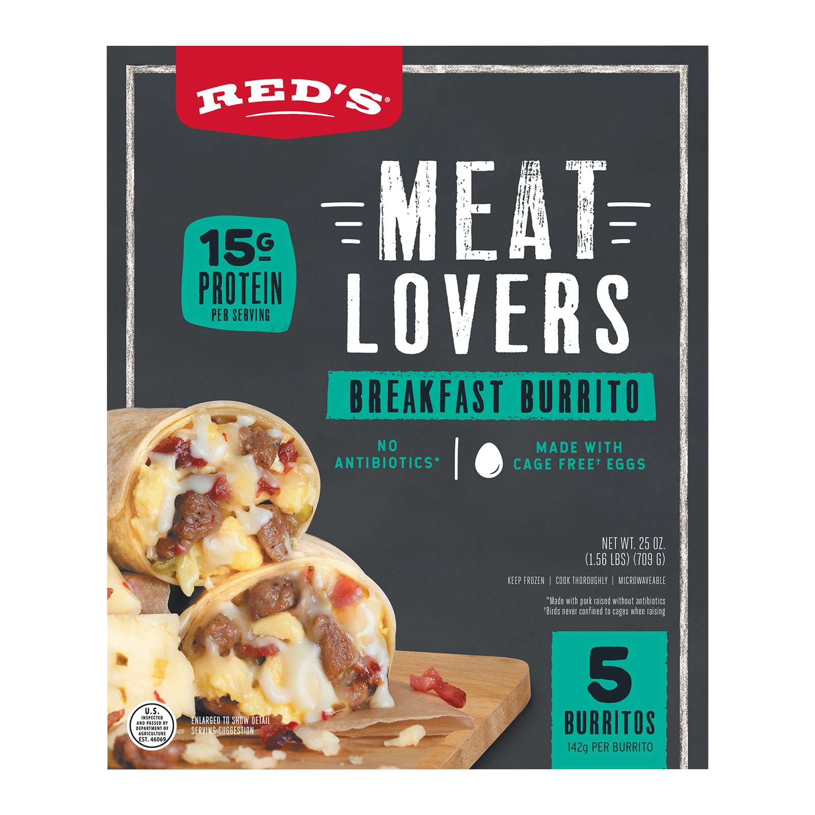 Red's Meat Lovers Breakfast Burritos, 5 pk.