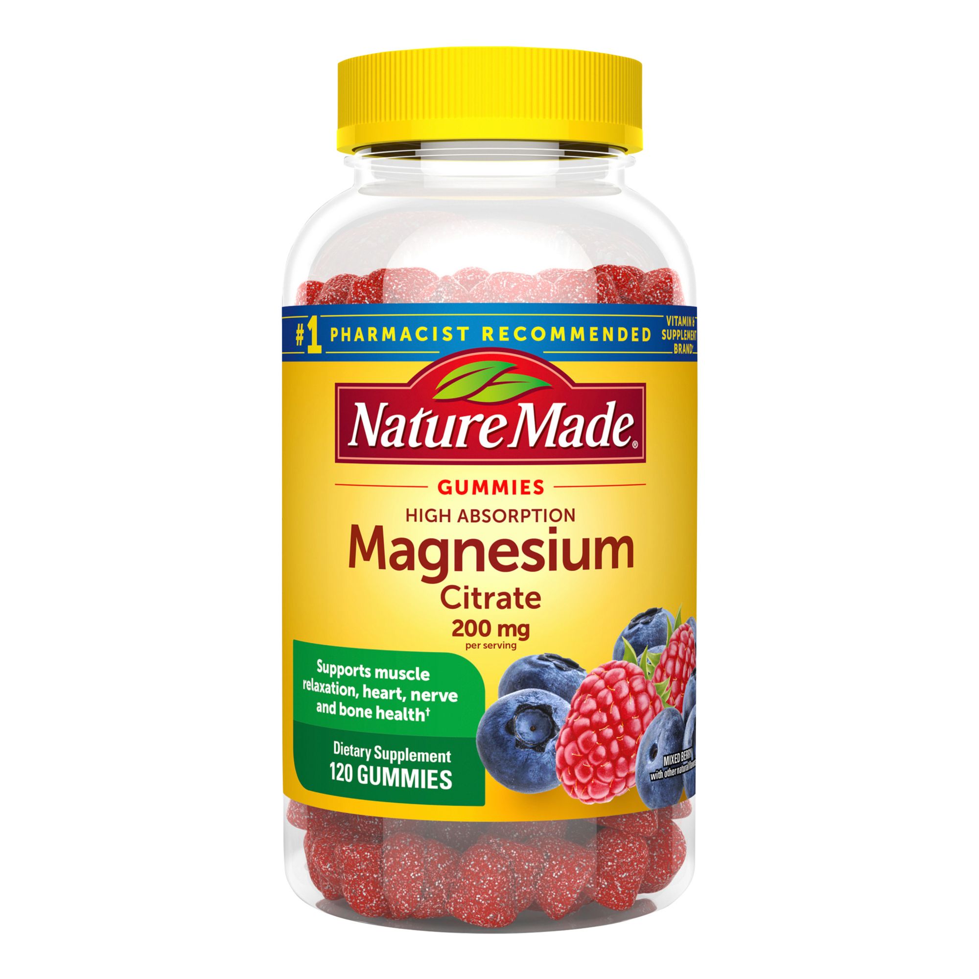 Nature Made High Absorption Magnesium Citrate 200mg Dietary Supplement Gummies, 120 ct.