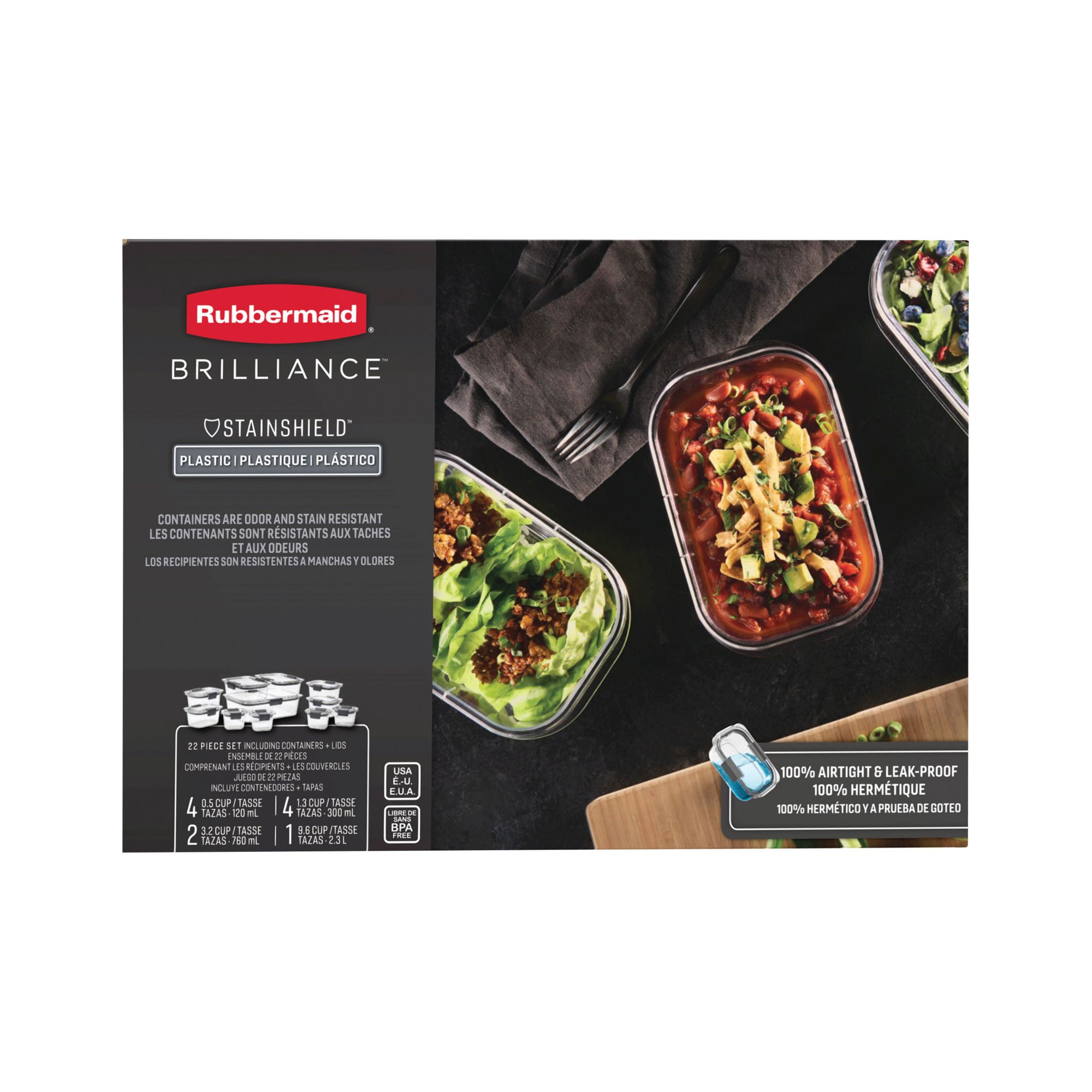 Rubbermaid Brilliance Food Storage Container, 20 Piece Set, New, Open Box