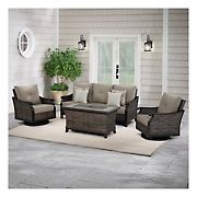 Berkley Jensen Hayes 4 Pc. Wicker Deep Seating Set with Fire Table - Cast Shale Brown
