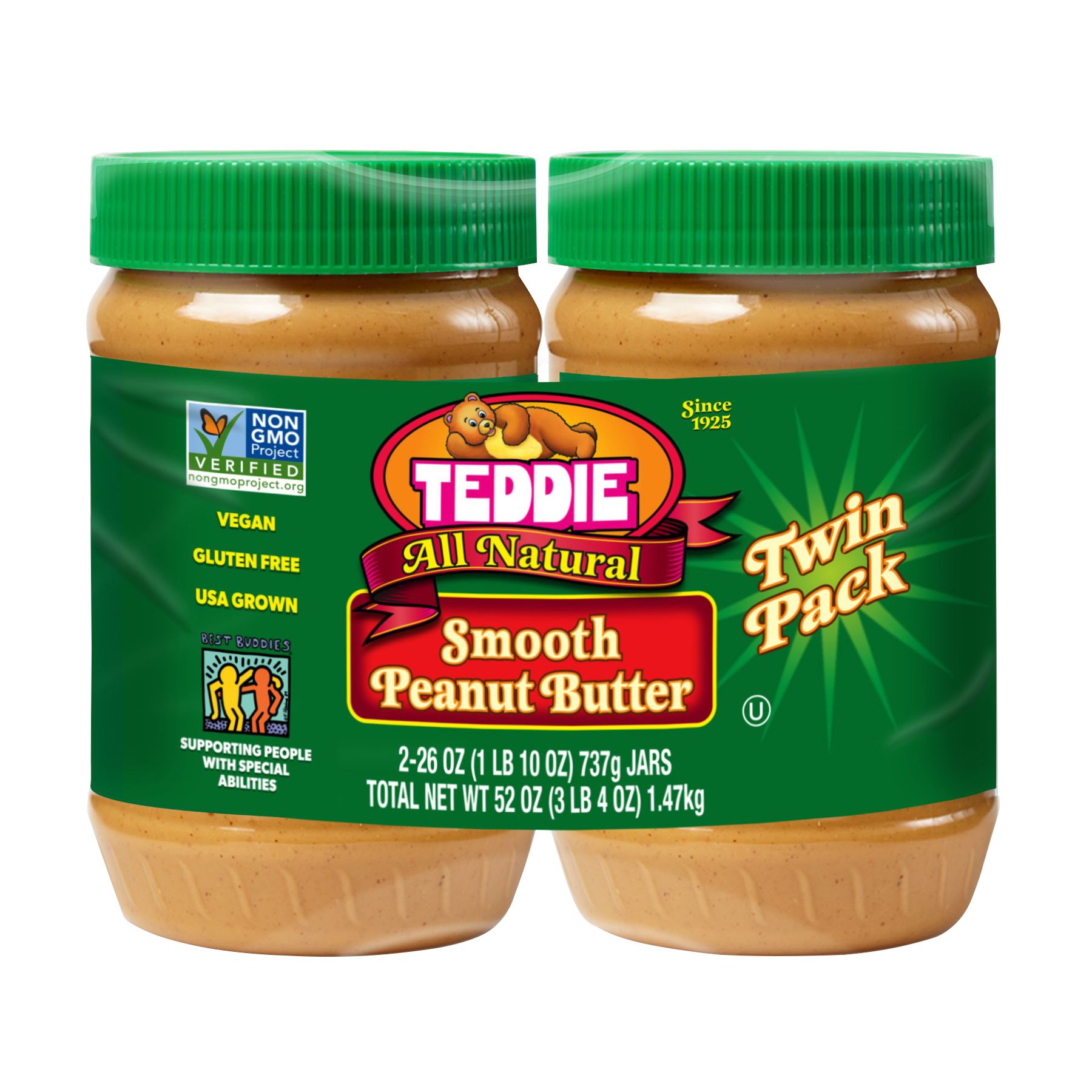 Teddie All Natural Peanut Butter, 2 ct./26 oz.