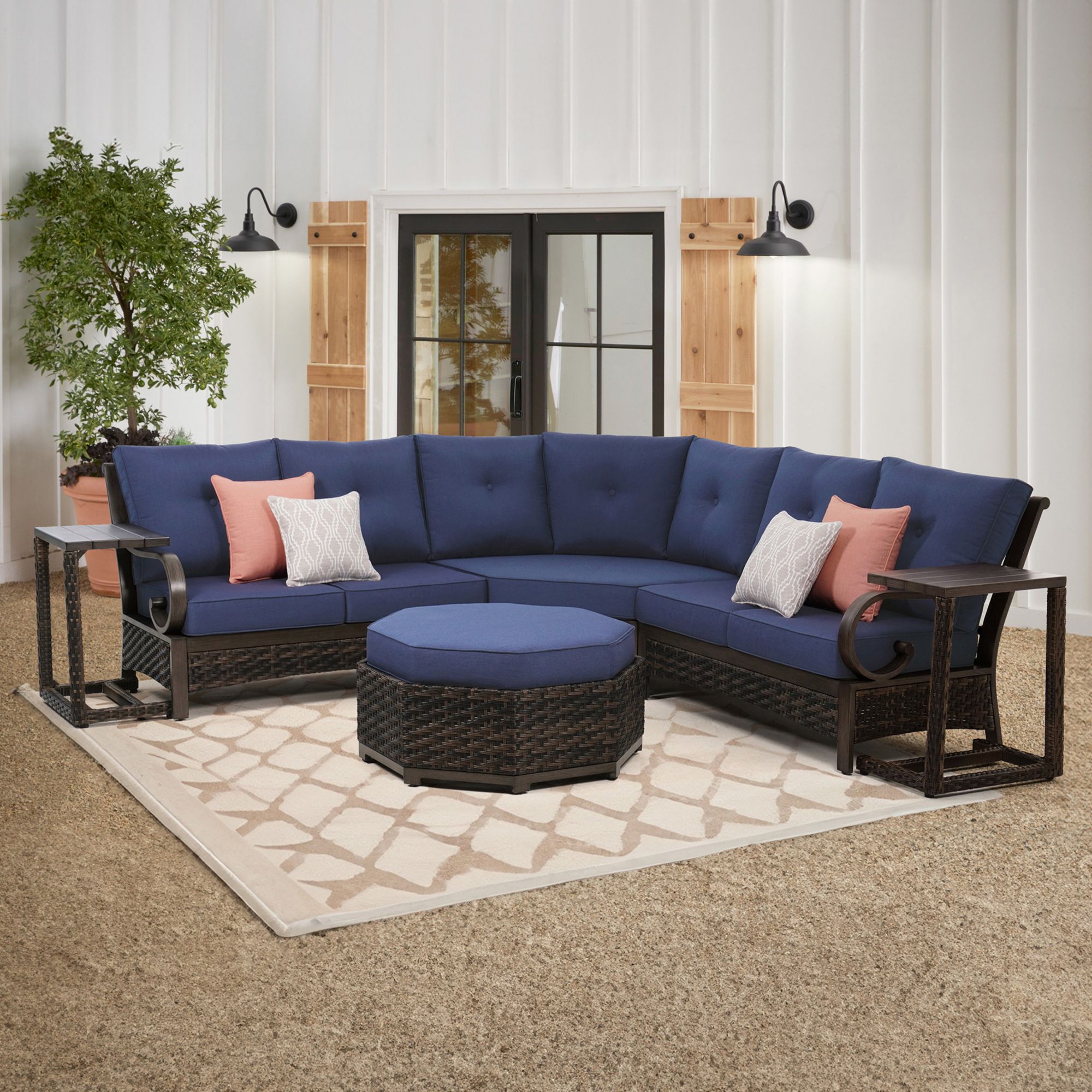 Berkley Jensen Windsor 6 Pc. Outdoor Patio Sectional Set Blue BJ s Wholesale Club