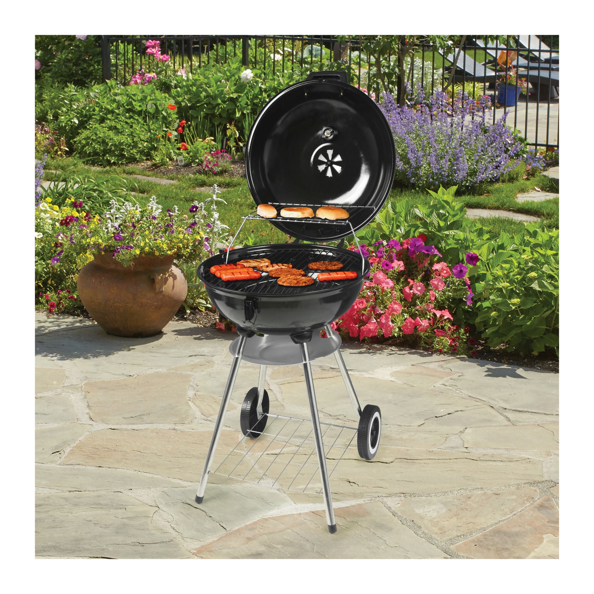 MR. BAR-B-Q 17&quot; Charcoal Kettle Grill with Cover and Grill Gear - Black