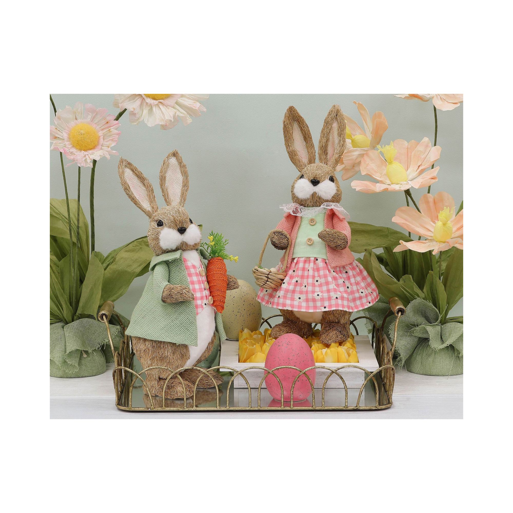 Berkley Jensen 16.9&quot; Sisal Easter Bunny Couple