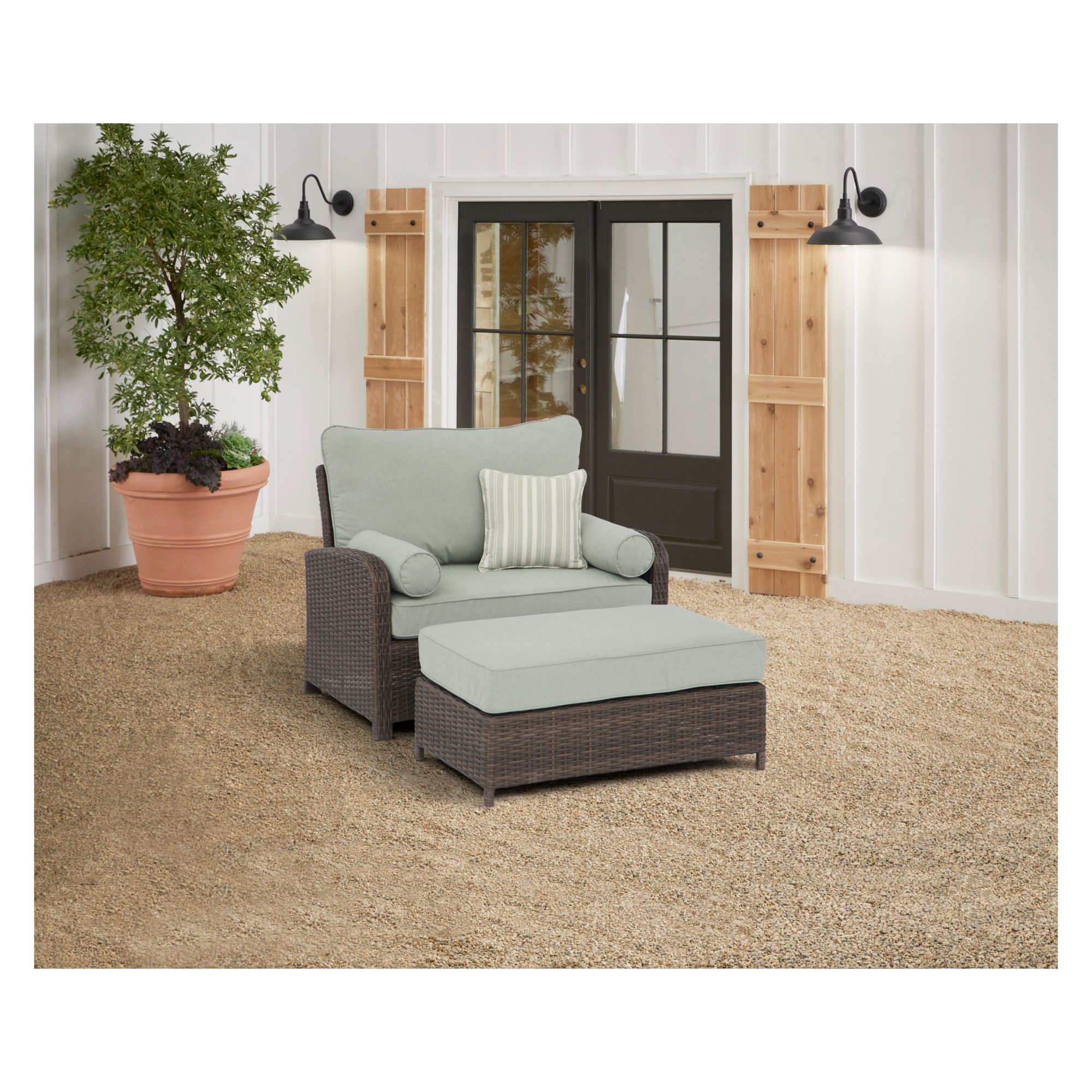 Berkely Jensen Cuddle Chair with Ottoman - Brown