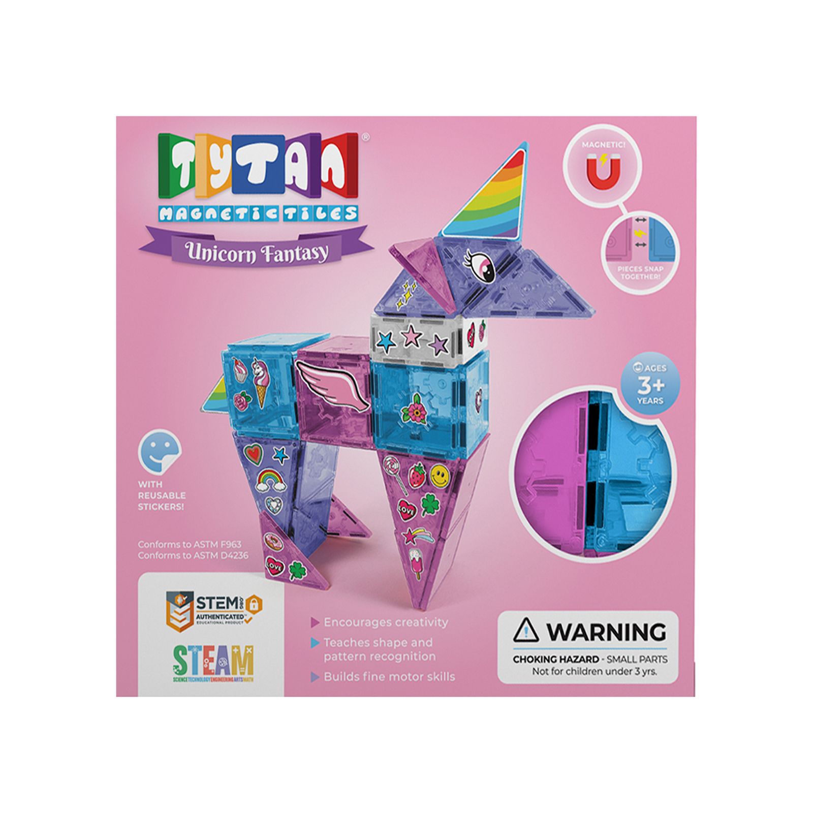 Tytan 47-Pc. Magnetic Tiles Ultimate Unicorn Building Blocks Set